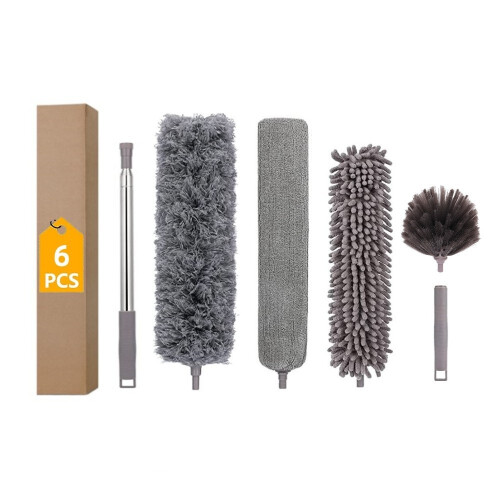 Extendable Microfiber Duster For Multi-Use Applications, Adjustable Up To 245 Cm, Dust Mop Rod And Bendable Corner Broom, Space Saving And Versatile,