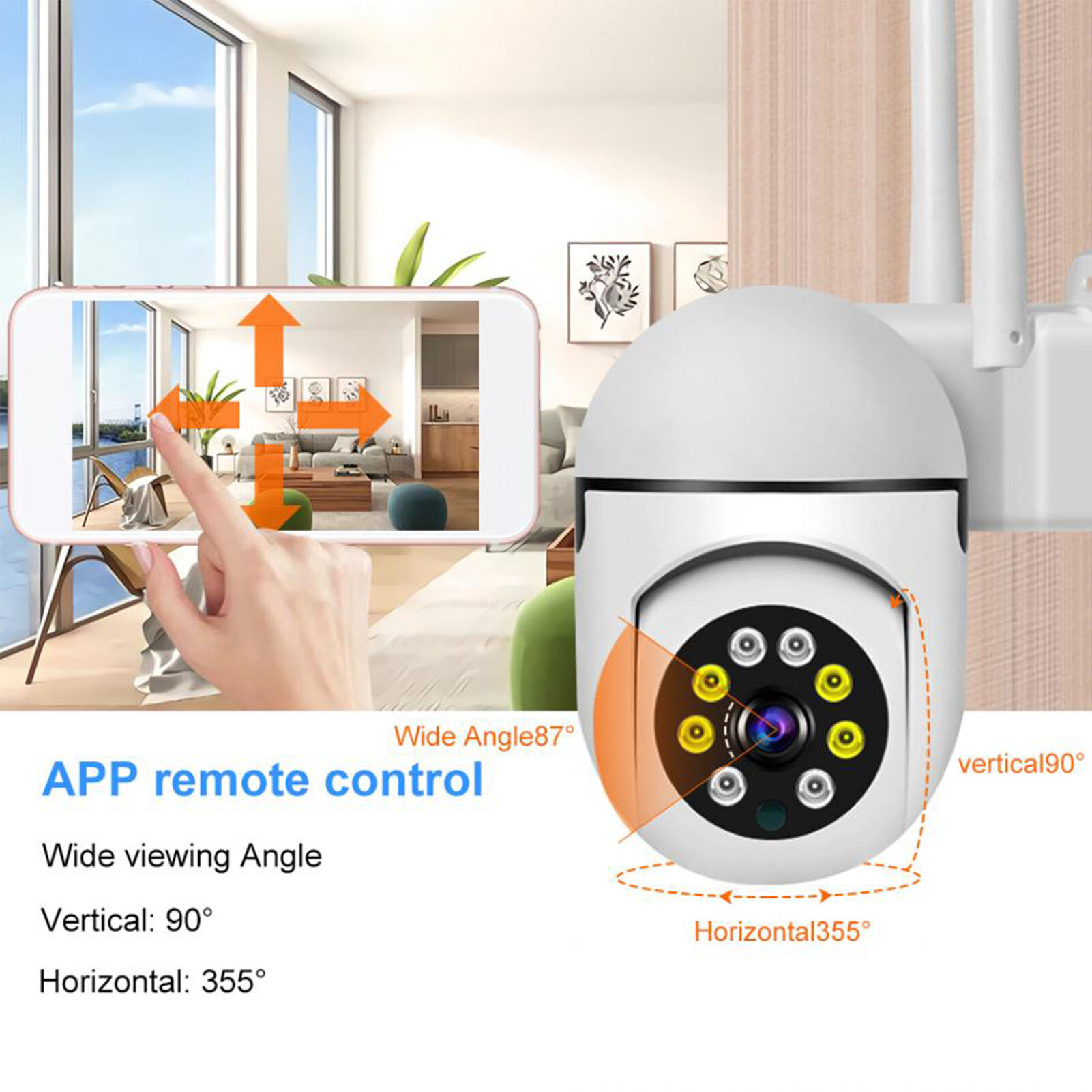 Caméra de sécurité extérieure 2K à 360, avec alarme de mouvement, WiFi — free download
