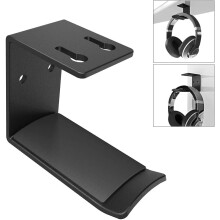 Sleek Headphone Organizer, Durable Aluminum Hook With Rounded Edge Protection, Easy Installation Via Screws Or Adhesive Tape For Any Surface