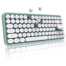 Ergonominen, täysikokoinen langaton näppäimistö, kestävä ja tyylikäs retropyöreillä näppäinhatuilla sileäreunaista teknologiaa varten,