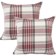 Farmhouse Chic, Christmas Retro Style Square Cushion Case, Thick Cotton Linen Cloth, Imitation Linen Fabric For Luxurious Feel, Set Of 2, Invisible