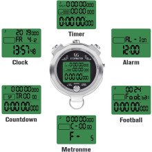 Professionell digital stoppurtimer, design i rostfritt stål med ljudlös funktion, 100 varvminnen och 1/1000 sekunders noggrannhet för sport