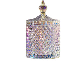 Elegante pote de cristal para doces e petiscos, com decoração requintada e design em relevo, perfeito para casamentos e encontros familiares.
