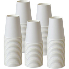 Baderomskopper for munnvann, lekkasjesikker design. 9 oz hvite papirkopper, flerbruksbruk for varme og kalde drikker uten å kollapse eller lekke.