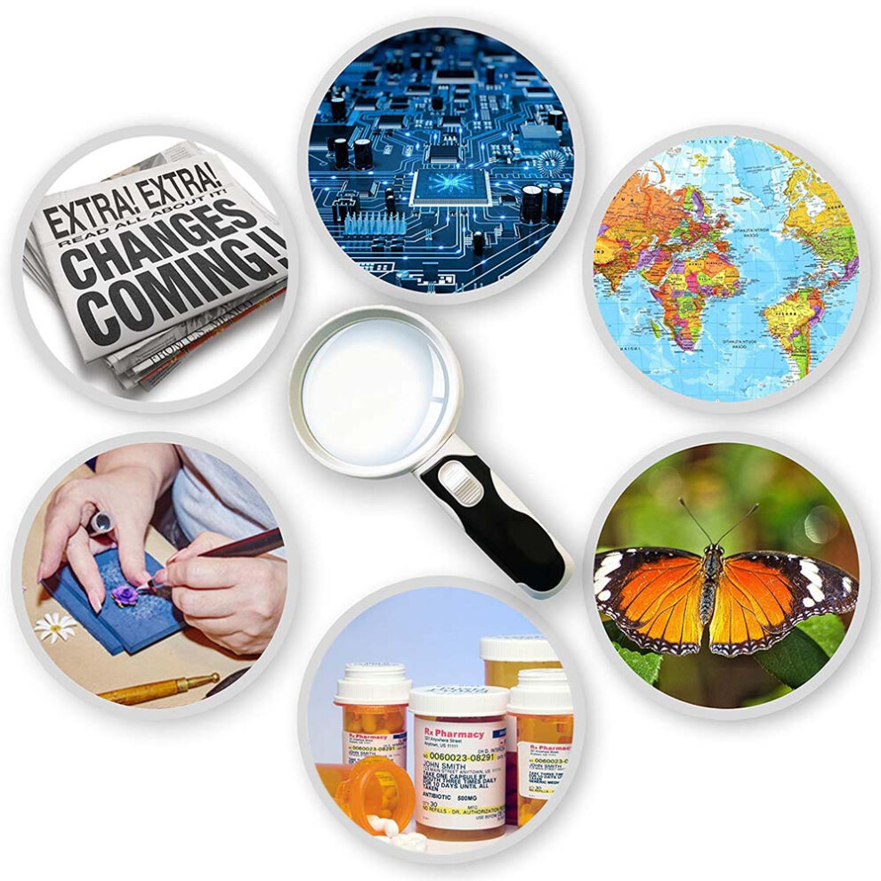Light Shatter-Proof Magnifying Glass With Oversized Handheld Design For Reading Assistance And Hobby Enthusiasts (Innovative Lens Release System)