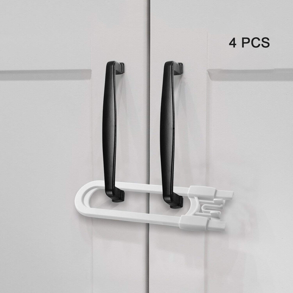 Baby Safety Cabinet Locks with Tool-Free Installation, Reusable Safety Locks for Adjustable U-Shaped Latches, Durable ABS Material for Multi-Purpose