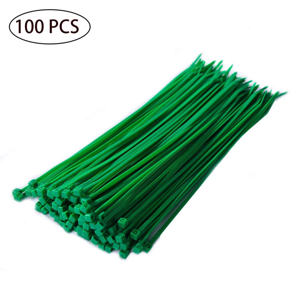 Green Multi-Purpose Cable Ties, 8 Inch Heavy-Duty Strength Reliable Nylon Material Self-Locking Fastener For Various Projects 9340258541629