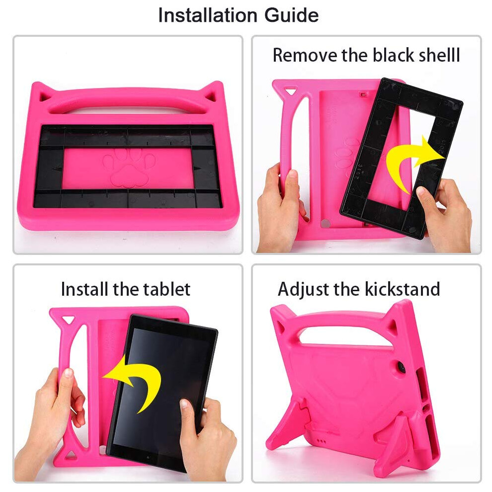Kids Case For Amazon Kindle Fire 7 Tablet, Shockproof Eva Foam Multipurpose Stand Case With Portable Handle, Precise Openings For Easy Access To 9405630116168