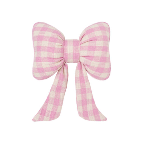 Checkered Bowknot Car Headrest Lumbar Support-Pink Head pillow