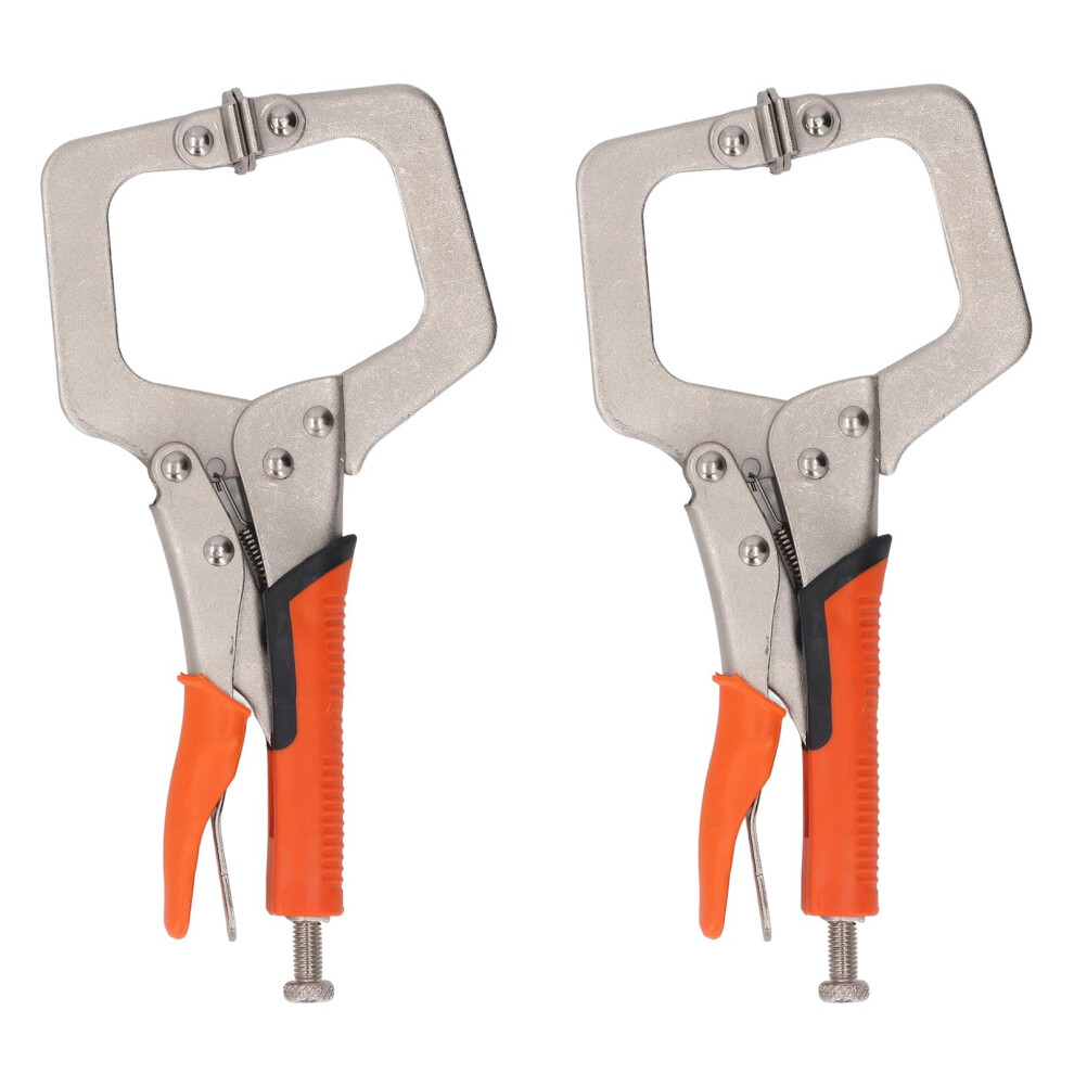 2Pcs Heavy Duty Locking C Clamp Pliers Set, 9In Woodworking Face Clamp With Rotating Pads For Welding 9412369264978