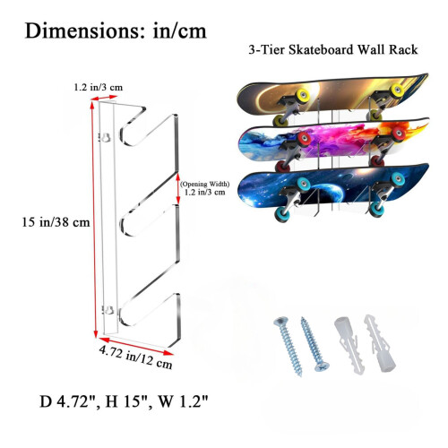 1Pair Acrylic Skateboard Storage Rack Clear and Sturdy 1