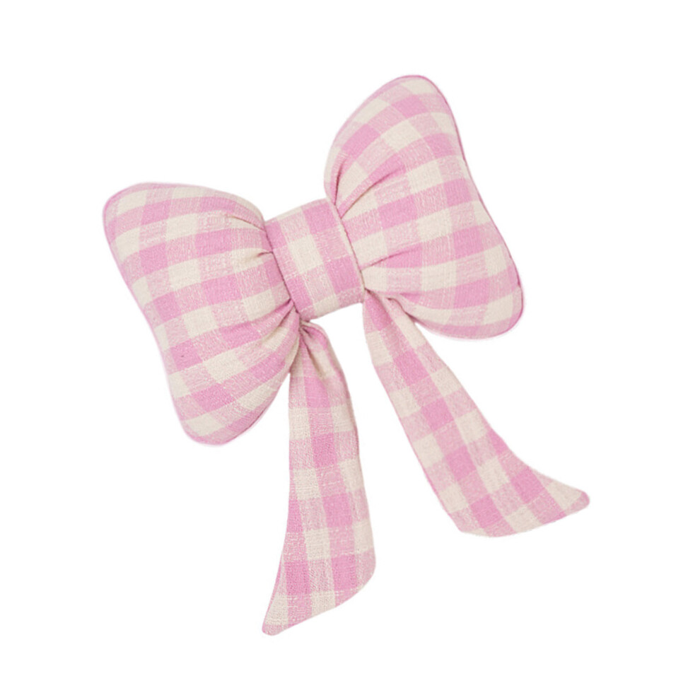 Plaids Car Waist Cushion Lumbar Pillow Bowknot- Head Pillow Pink 7704000705509