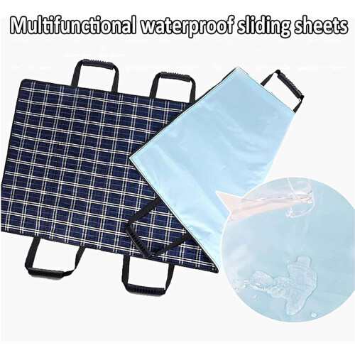 Patient Transfer Sheet with Waterproof Layer and 6 Handles for Bed Positioning Elderly Disabled 2