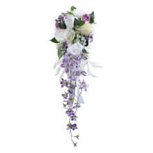 WhitePurple Tassels Rose Artificial Flower Bridals Bouquets for