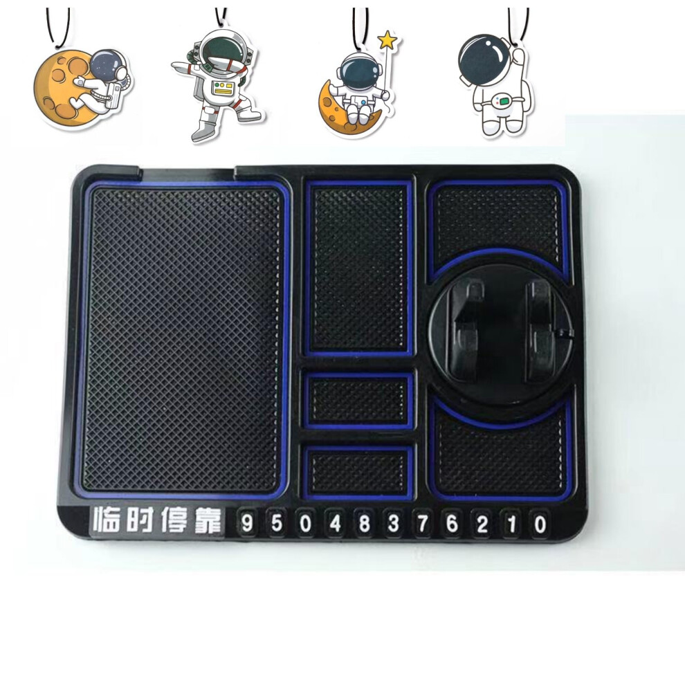 Car Dashboard Phone Holder Nonslip Washable Mat With Parking Card And Aromatherapy Blue 9189345105883