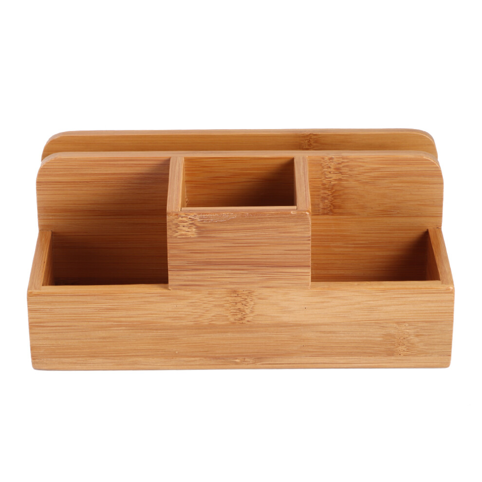 Eco-Conscious Bamboo Desk Organizer, Sustainable Bamboo Wood Desktop Organizer, Durable & Environmentally Friendly For Office And Home 9464372555963