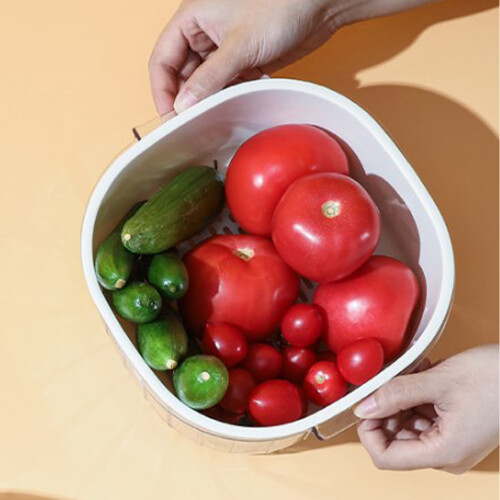 Vasca per verdure a due livelli L 21.16 oz cestino in plastica 2
