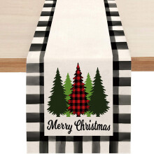 Buffalo Plaid Table Runner, Christmas Table Runner for Winter Holiday Decoration, Festive Print in Durable Polyester Fiber, Heat Insulating & Easy Car