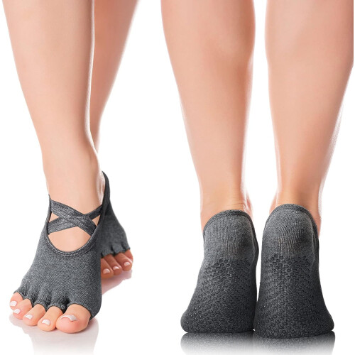 Κάλτσες σιλικόνης με λαβές για γυναίκες, αντιολισθητικές κάλτσες γιόγκα χωρίς 1