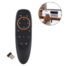 Controle remoto multifuncional para Android TV Box, mouse voador com comando de voz e tecnologia RF 2.4G sensível, preto.