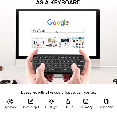 Τηλεχειριστήριο Air Mouse με φωνητικό έλεγχο, επαναφορτιζόμενη ασύρματη συσκευή με 2