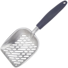 Pá para areia de gato com design de pá funda, peneira de liga de alumínio para durabilidade incomparável, pá de metal leve, cabo ergonômico,