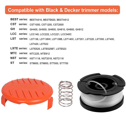 String Trimmer Replacement Spools for Black+Decker, Automatic Feed Spool With Aerodynamic Line For Cordless Cutting Efficiency 2