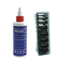 Wahl Clipper Oil 4oz and Wahl 1-8 Black Clipper Comb Set