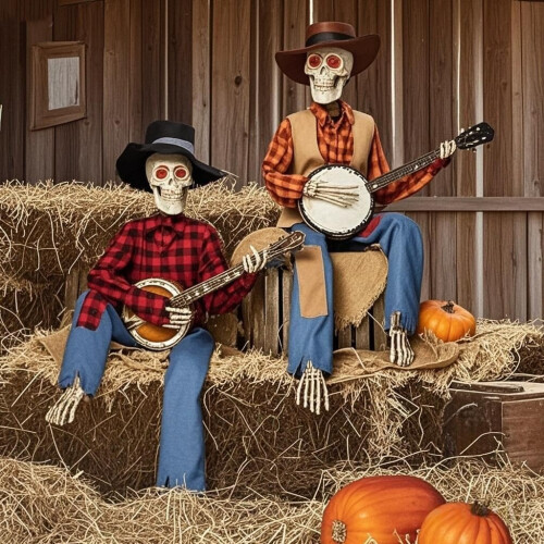 Country Music Playing Dueling skeletons-   HHBDD 1