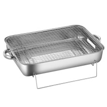 Portable Charcoal BBQ Grill Stainless Steel Tabletop for Camping Hiking Picnic 38x26x11cm