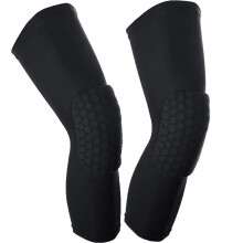 2 Pack Padded Arm Knee and Calf Sleeves Honeycomb for Basketball, Volleyball, Soccer, Baseball, Cycling XLarge Black Knee Support