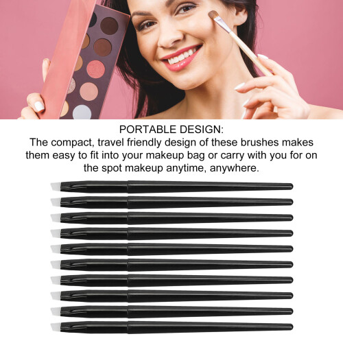 10pcs Eye Brush Set Angled Eyebrow & Eyeshadow Silicone Eyebrow Liner Tools 2