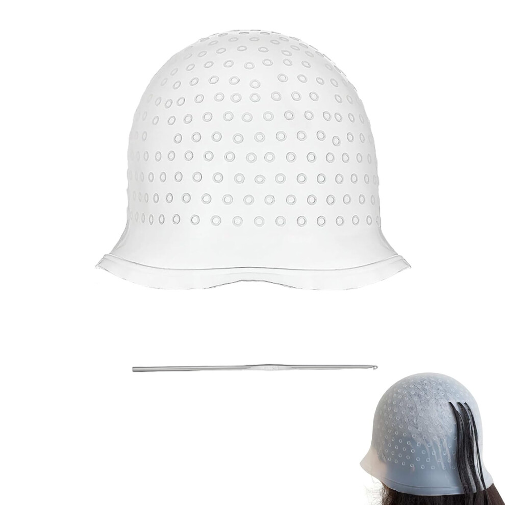 White Highlight Cap Silicone With Holes For Precise Color Application, Reusable Professional Hair Dye Cap