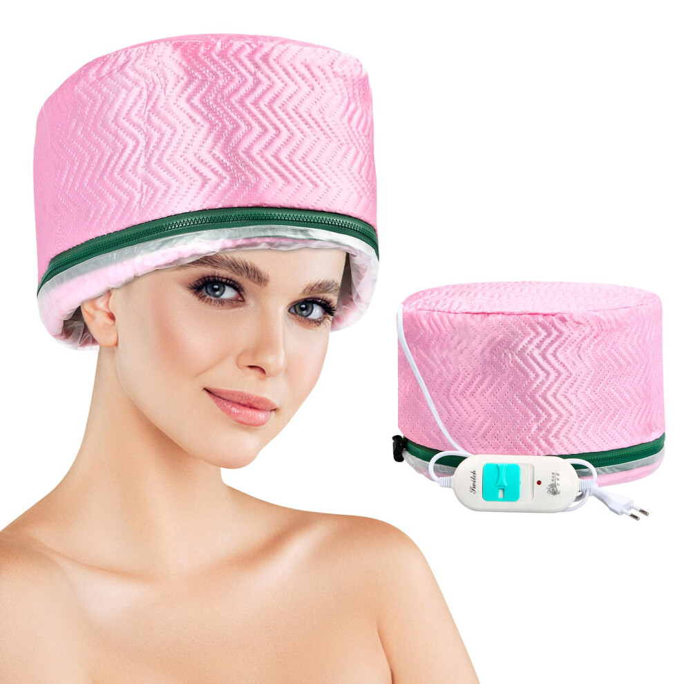 Pink Hair Steamer Cap With Three Temperature Settings For Deep Conditioning Heat Therapy