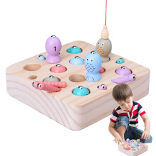 Fishing Game for Kids, Wooden Toy for Fishing Educational Toy for Ages 2