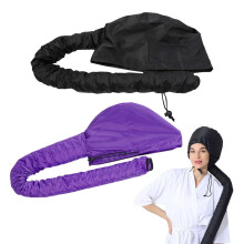 Hair Dryer Cap Set Quick Drying Lightweight Breathable Beanie for Women Girls Purple and Black