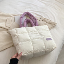 Soft Purple & White Oxford Shoulder Bag 44cm Large Capacity for Travel