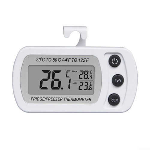Digital Refrigerator Thermometer Waterproof with Large Display Min Max Memory for Fridge Freezer Kitchen White