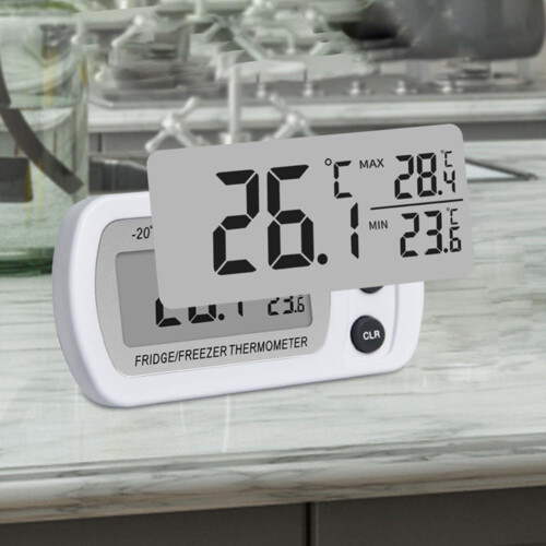 Digital Refrigerator Thermometer Waterproof with Large Display Min Max Memory for Fridge Freezer Kitchen White 2