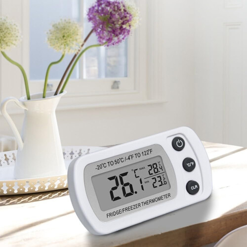 Digital Refrigerator Thermometer Waterproof with Large Display Min Max Memory for Fridge Freezer Kitchen White 1