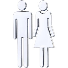 Acrylic Mirror Self Adhesive Back Men'S And Women'S Bathroom Sign For Various Locations Including Hotels Shops, Durable Sun Protection Silver (1 Pair)