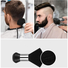 Salonaccessoires voor kappers: Nekborstel met zilverkleurig aluminium handvat, lichtgewicht maar sterk, gemakkelijk te gebruiken voor het verwijderen