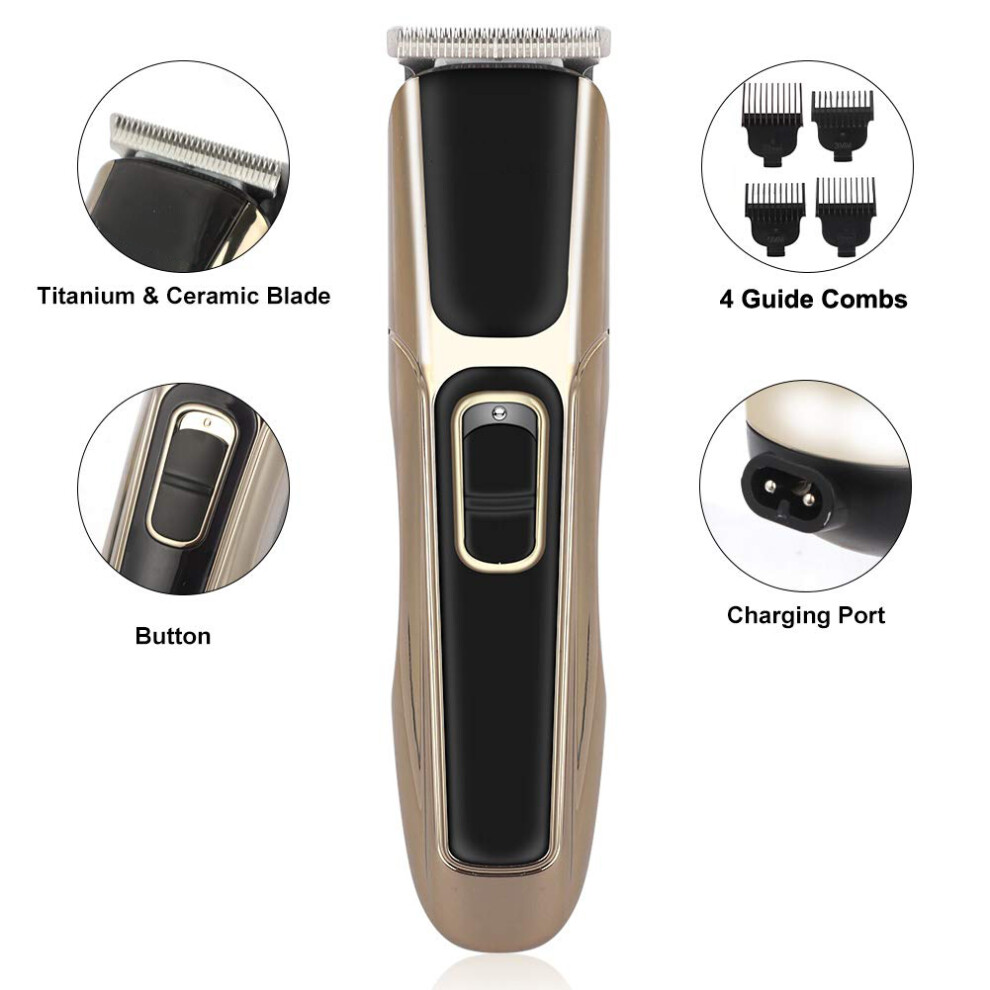 Stainless Steel Blade Hair Clipper Kit, 100% Cordless Professional Haircutting Tool with Self Sharpening Blades and Lithium Ion Power