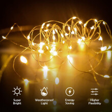 Charming Fairy Lights, 4 Pack Waterproof Durable Silver Wire for Indoor Outdoor Decor, Battery Operated With Timer, Flexible and Cuttable