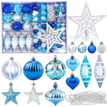 Exquisite Craftsmanship Christmas Ornaments, Blue And Silver, Reusable, Firm Cap And Ready To Hang, Wide Range Of Applications