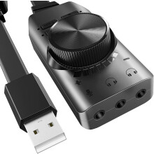 Zvukový adaptér pro herní headset a sluchátka, protiskluzový design pro stabilitu, bez ovladačů a připraven k použití s Windows a Linuxem