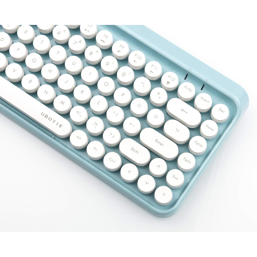 Chic Mini Typewriter Keyboard, Colorful Design Retro Round Keycaps Bluetooth, Portable Keyboard For Windows, Mac Os, Ios, Android Devices, Broad 9128293842273