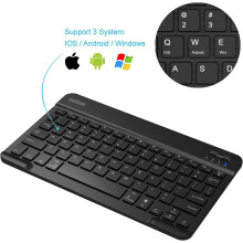 Ultra Light Wireless Bluetooth Keyboard with Rechargeable Battery, Slim Portable Backlit 7-Colors for iOS, Android, Windows Devices