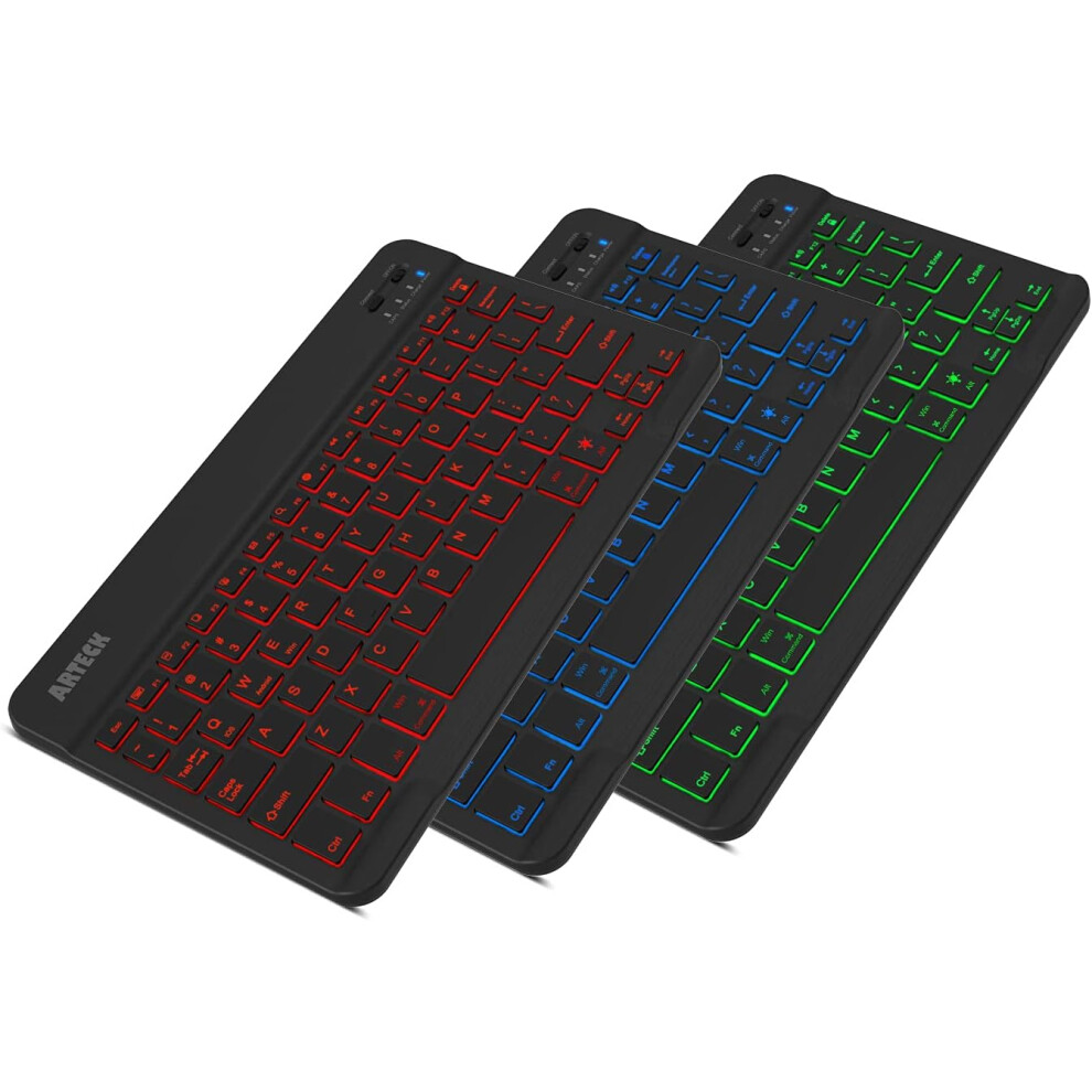 7-Color Led Backlit Ultra-Slim Wireless Bluetooth Keyboard, Broad Compatibility For Ios, Android, Mac Os, And Windows, Scissor Switch Structure For 9448196570869
