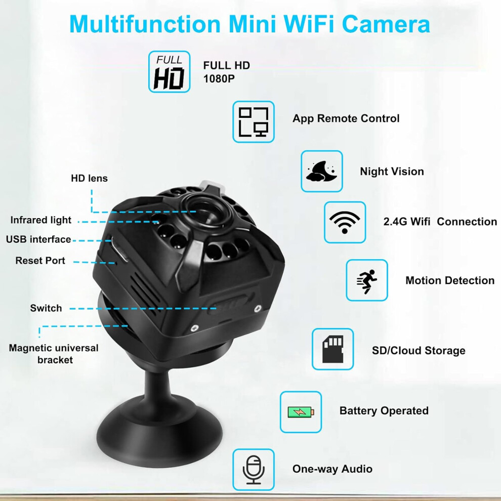 Compact Security Camera, 4K Ultra Hd Live Video Surveillance Cam, Mini Nanny Ip Cam With App Control, Motion Alerts & Smart Ai, Portable Security 9128293842365